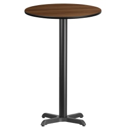 Flash Furniture Laminate Round Table Top With Bar-Height Table Base, 43-1/8"H x 24"W x 24"D, Walnut/Black
