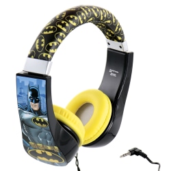 DC Comics Batman Kids Friendly Cushioned Headphones With Volume Limiter, Yellow
