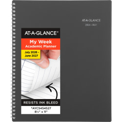 AT-A-GLANCE® DayMinder® Academic 2026-2027 Weekly Monthly Planner, Charcoal, Large, 8 1/2" x 11"