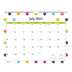 2024-2025 Blue Sky Monthly Wall Calendar, 15" x 12", Teacher Dots, July 2024 To June 2025, 100340-A