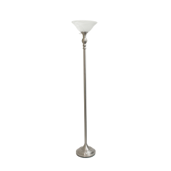 Lalia Home Classic 1-Light Torchiere Floor Lamp, 71"H, Brushed Nickel/White