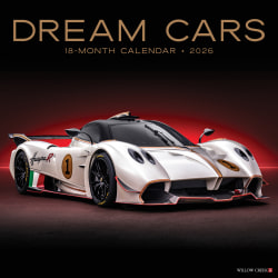 2026 Willow Creek Press Sports Monthly Wall Calendar, 12" x 12", Dream Cars, January To December, 51023