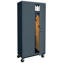 Sandusky Transport Series 36"W Heavy-Duty Mobile Wardrobe Storage Cabinet, Charcoal
