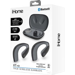 Bytech iHome XT-42 True Wireless Bluetooth In-Ear Earbuds, Black, HMAUBE238BK