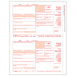 ComplyRight® 1098 Tax Forms, 2-Up, Federal Copy A, Laser, 8-1/2" x 11", Pack Of 100 Forms