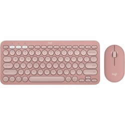 Logitech Pebble 2 Combo, Wireless Keyboard and Mouse, Quiet and Portable, Customizable, Logi Bolt, Tonal Rose - 920012199