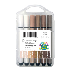 The Pencil Grip Triangular Magic Stix Markers, Bullet Point, Global Skin Tones, 12 Markers Per Pack, Set Of 6 Packs