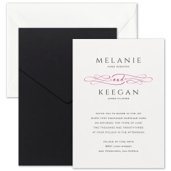 Custom Premium Wedding & Event Invitations With Pockets/Envelopes, Calligraphy Love, 5" x 7", Box Of 25 Invitations