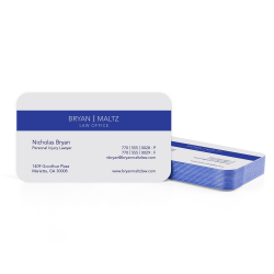 Custom Full-Color Luxury Heavy Weight Color Core Business Cards, Blue Core, Rounded Corners, 1-Side, Box Of 50