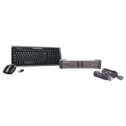IOGEAR 2 Port DVI KVMP with cables and wireless keyboard / mouse combo