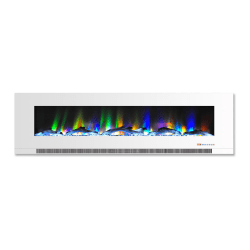 Cambridge® Wall-Mount Electric Fireplace With Multicolor Flames And Driftwood Log Display, 60", White
