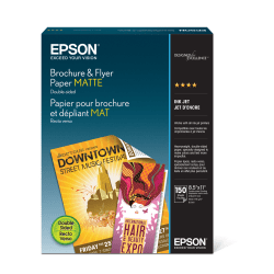 Epson® Brochure & Flyer Paper, Matte, Double-Sided, Letter Size (8 1/2" x 11"), Pack Of 150 Sheets, # S042384