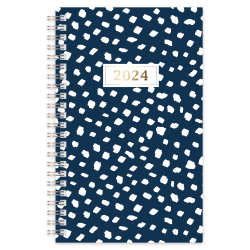 2024 Office Depot® Brand Weekly/Monthly Planner, 5" x 8", Blue Floral, January To December 2024