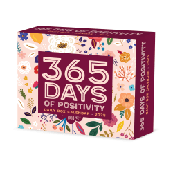 2025 Willow Creek Press Daily Desk Box Calendar, Inspirational, 5-1/2" x 6-1/4", 365 Days of Positivity, January To December, 40553