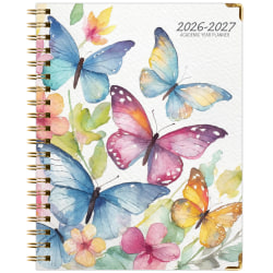 2026-2027 Excello Brands 14-Month Academic Year Hardcover Weekly/Monthly Fashion Planner, 8-1/2" x 11", Watercolor Butterflies, May To June, Total Qty 1