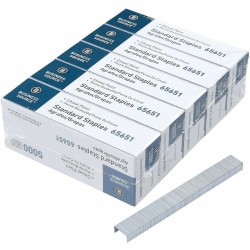 Business Source Chisel Point Standard Staples, 210 Per Strip, 1/4" Leg, 1/2" Crown, 5,000 Box, 5 Boxes - 65651