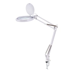 Bostitch® PureOptics LED VLED600 Magnifying Desk Lamp With Clamp Mount, 22"H, White