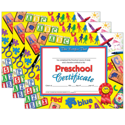 Hayes Publishing Preschool Certificate, 8.5" x 11", 30 Per Pack, Set Of 3 Packs