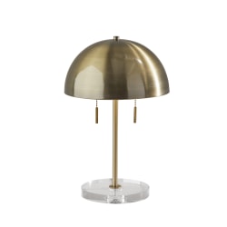 Adesso® Simplee Dome Table Lamp, 18"H, Antique Brass/Clear