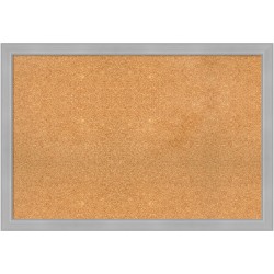 Amanti Art Cork Bulletin Board, 39" x 27", Natural, Vista Brushed Nickel Polystyrene Frame