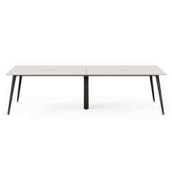 Branch Furniture Rectangle Conference Table, 30"H x 118"W x 48"D, White Top/Charcoal Base