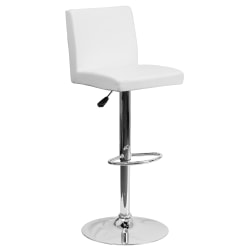 Flash Furniture Contemporary Vinyl Adjustable Height Barstool with Panel Back and Chrome Base, White
