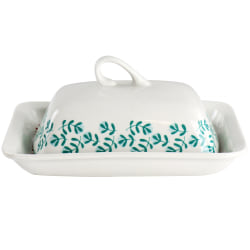 Gibson Home Village Vines 2-Piece Fine Ceramic Butter Dish Set, Multicolor