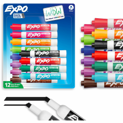 Expo Dry Erase Marker - Chisel Marker Point - Erasable - Assorted Ink - 12 / Pack