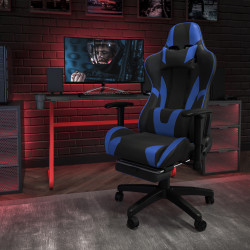 Flash Furniture X30 LeatherSoft Gaming Racing Chair, Blue/Black