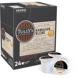 Tully's® Coffee Single-Serve Coffee K-Cup® Pods, Hawaiian Blend, Carton Of 24