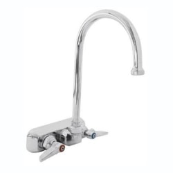 T&S Brass Wall-Mount Workboard Faucet, 6" Nozzle, 4" Centers, Stainless