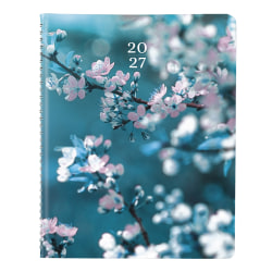 2027 Brownline Essential Weekly Appointment Planner, 11" x 8-1/2", 100% Recycled, Nature Cherry Blossoms, January To December, CB950G.03, Total Qty 1