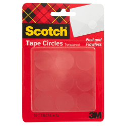 Scotch Clear Tape Circles, 1 in, 90 Pre-Cut Circles, One-Sided Sticky Circle, Sealing Tape for Envelopes, Gift Bags, Scrapbook and Journaling Supplies