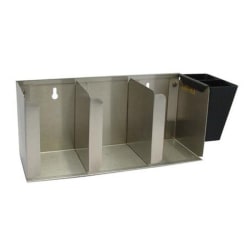San Jamar 3-Section Lid Organizer, 5-1/4"H x 14-1/4"W x 6-1/2"D, Silver