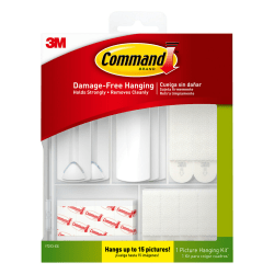 Command™ Picture Hanging Kit, 3 Sawtooth Picture Hangers, 2 Wire-Backed Picture Hangers, 5 Large Strips, 4 Pairs of Large Picture Hanging Strips, 8 Pairs of Small Picture Hanging Strips, 16 Poster Strips