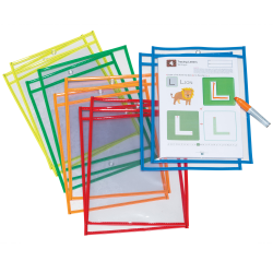 Pacon® Dry-Erase Pockets, 10" x 13-1/2", Assorted/Clear, Pack Of 10 Pockets