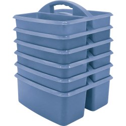 Teacher Created Resources Plastic Storage Caddies, 5-1/4"H x 9-1/4"W x 9"D, Slate Blue, Pack Of 6 Caddies