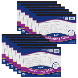 Pacon Handwriting Tablets, 9" x 12", White, 40 Sheets Per Tablet, Pack Of 12 Tablets