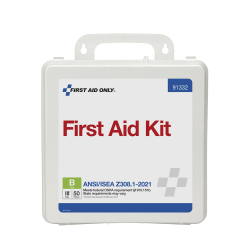 First Aid Only ANSI B Plastic 50-Person First Aid Kit, 6-1/2"H x 9-1/2"W x 3"D, White