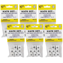 Koplow Games Positive/Negative Dice Set, 8 Per Pack, Set Of 6 Packs