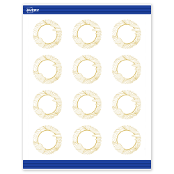 Avery® Printable Round Cards With Sure Feed® Technology, 2", Matte White With Preprinted Gold Florals Design, Pack Of 120