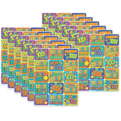 Eureka Success Stickers, Color My World 100 Days, 120 Stickers Per Pack, Bundle Of 12 Packs