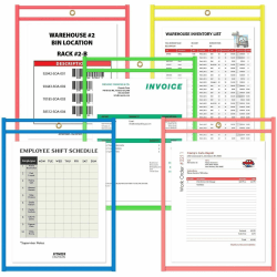 C-Line Neon Shop Ticket Holders, Stitched - Assorted, 5 Colors, Both Sides Clear, 9 x 12, 10/PK, 43920