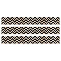 Creative Teaching Press EZ Borders, Black/Wood Chevron, 24 Borders Per Pack, Set Of 3 Packs