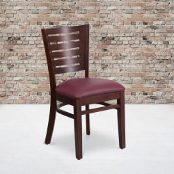 Flash Furniture Slat Back Restaurant Accent Chair, Burgundy Seat/Walnut Frame