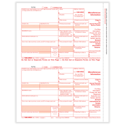 ComplyRight® 1099-MISC Tax Forms, Federal Copy A, 2-Up, 8-1/2" x 11", Pack Of 50 Forms