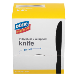 Dixie® Grab'N Go™ Knives, Black, 90 Per Box, Pack Of 6 Boxes
