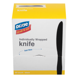 Dixie® Grab'N Go™ Knives, Black, 90 Per Box, Pack Of 6 Boxes