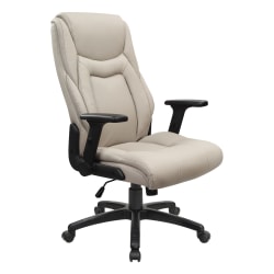Office Star™ Ergonomic Leather High-Back Executive Office Chair, Taupe/White