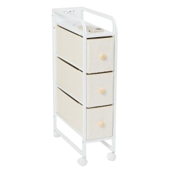Dormify Reese Narrow 3-Drawer Cart on Wheels, White Boucle